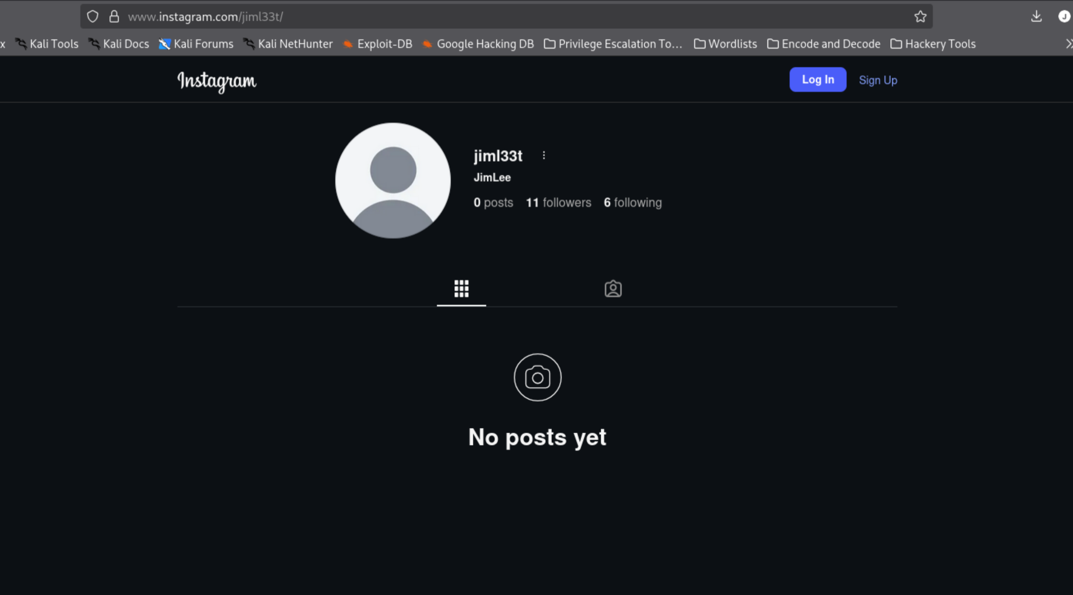 Instagram profile for JimL33t showing followed accounts